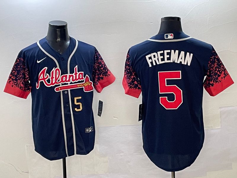 Men Atlanta Braves #5 Freeman Drak Blue Fashion Game 2025 Nike MLB Jersey style 5->atlanta braves->MLB Jersey